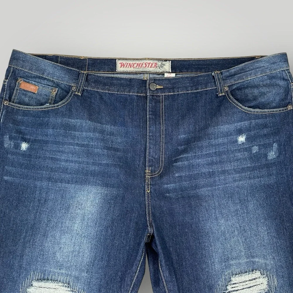 Winchester Jeans Mens 52x34 Distressed Rip Repair Grudge Acid Wash Grudge Denim